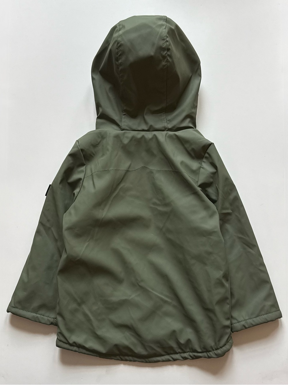Hunter Boys Plush Lined Olive Hooded Rain Jacket - Size 3T - Picture 8 of 16